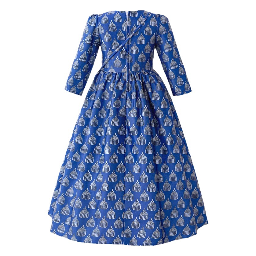 Nuevo vestido de noche vestido vestido de princesa elegante bordado impresión de encaje y falda de piso vestido de niña