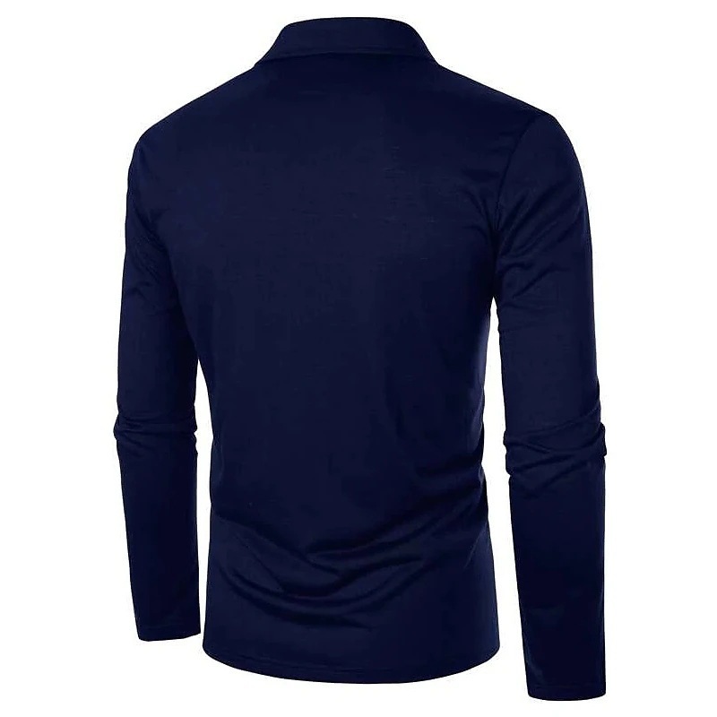 Polo sportivo da uomo con collo a zip per stile autunnale_voghion.com