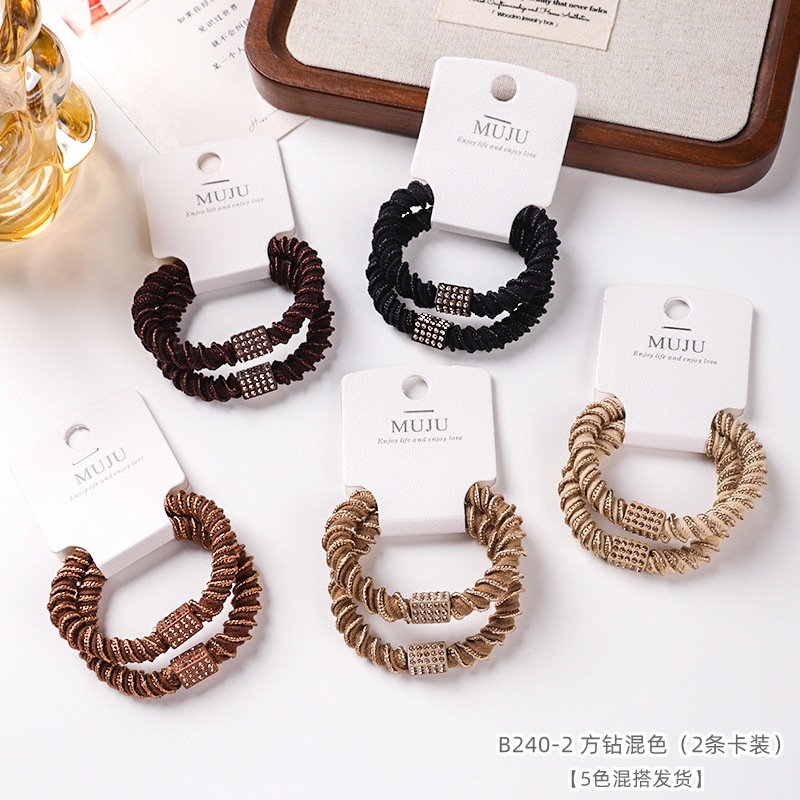 [Carga de tarjeta] sensación de alto nivel coreano de cabello de código de barras de moda de alta elasticidad de cabello anillo de cabello correa de cola de caballo