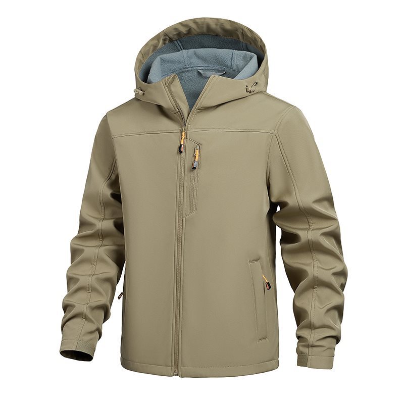 Cross-Border 2026 Softshell Jacket Men's Hooded Fleece Patchwork Jacket Casual Loose Outdoor Jacket Cross-Border 2026 Softshell Jacket Men's Hooded Fleece Patchwork Jacket Casual Loose Outdoor Jacket