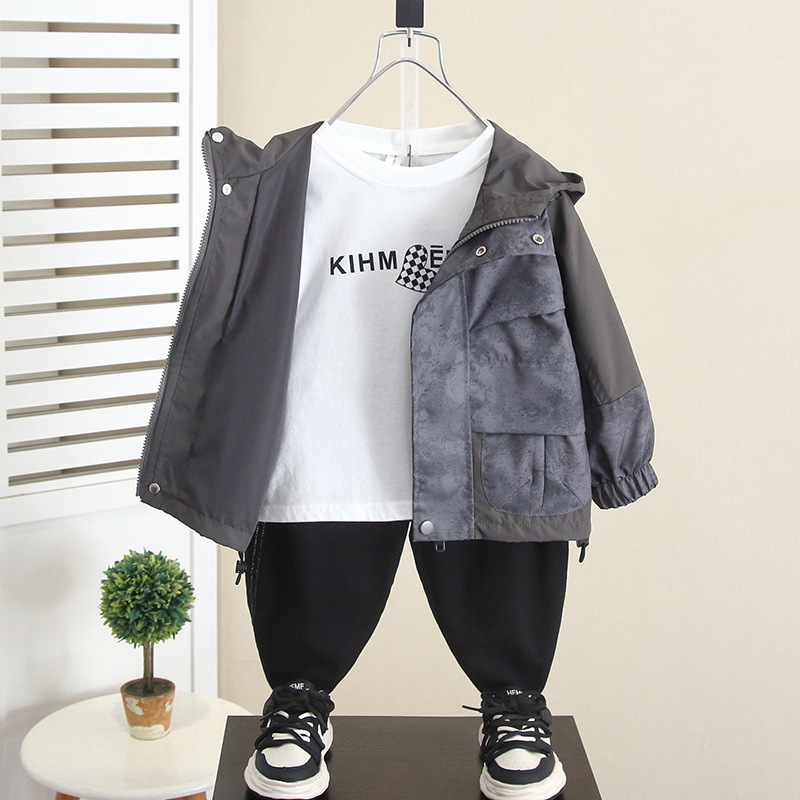 6181 chaqueta de otoño para niños 2025 nueva moda bebé primavera y otoño con capuchón ropa de caída de moda