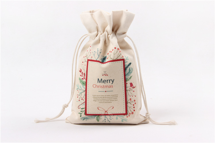 A245 logo printed canvas storage bag with drawstring closure, gift pocket, portable for Christmas packaging gifts undefined