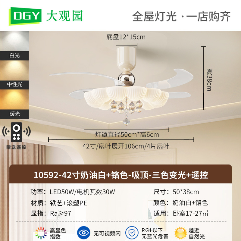 2026 nuevo espectro completo silencioso convertidor de frecuencia protector de ojos ventilador invisible lámpara de ventilador doméstico 412L