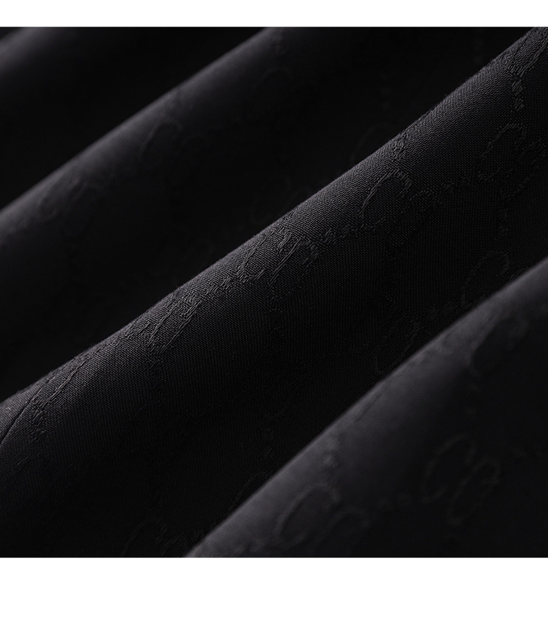 Váy chữ A tay bồng chất liệu jacquard cao cấp tôn dáng — Màu đen chi tiết 22