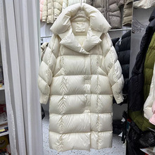 欧货正品撤柜白鹅绒羽绒服女冬保暖长款过膝加厚外套特价清仓