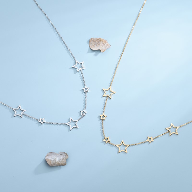 16g Weight PVD Coated Gold Plating Process PVD Coated 18K Gold Plated Star Titanium Steel Elegant Waterproof Non Tarnish 304 Stainless Steel Necklace