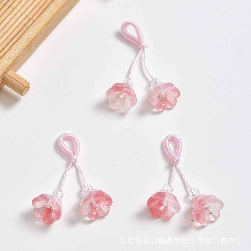 铃兰花琉璃小提溜抖音直播手串挂件吊坠蝴蝶手工编织diy手链配件|undefined