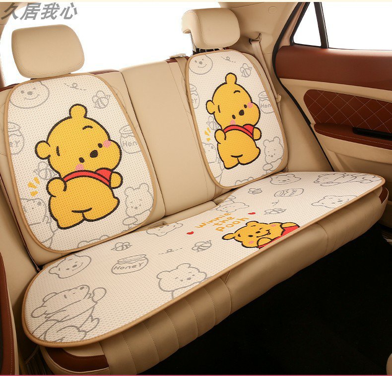Car seat cushion four seasons universal cute Winnie the Poole girl seat cushion single-piece three-piece seat cover rear butt cushion