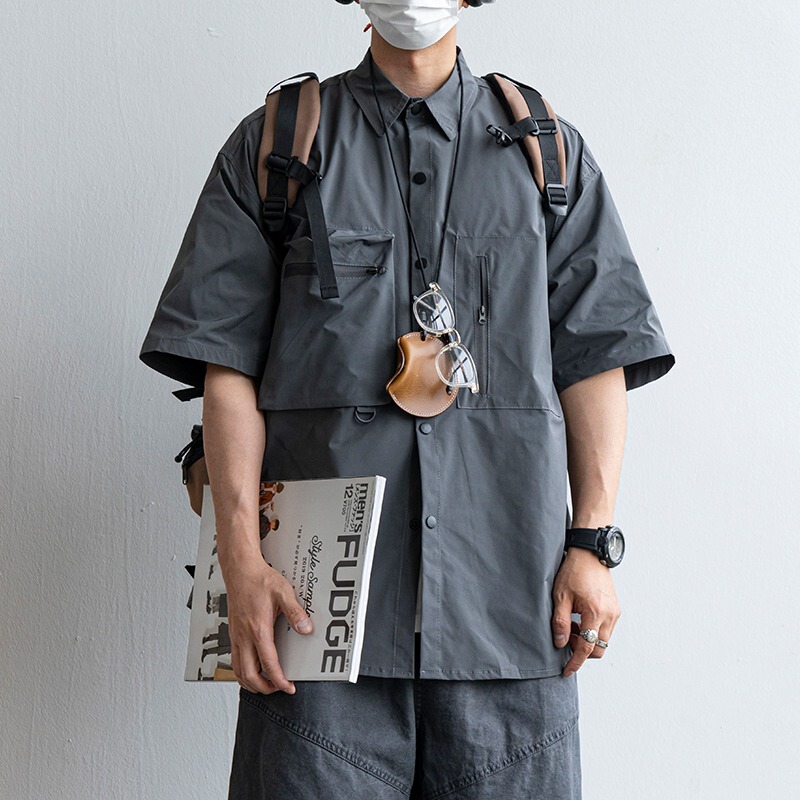 Mountain Style Outdoor Waterproof Quick-Drying Short-Sleeved Shirt Men's Summer Cityboy Multi-Flap Pocket Pants Loose Workwear Casual Shirt Mountain Style Outdoor Waterproof Quick-Drying Short-Sleeved Shirt Men's Summer Cityboy Multi-Flap Pocket Pants Loose Workwear Casual Shirt