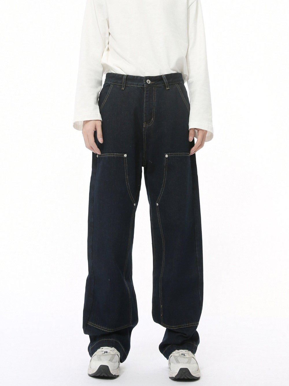 MTLCLOTHES Hombres| Nuevos productos de cuatro estaciones coreanos simplificados de descomposición de lavadoras jeans casuales sueltos