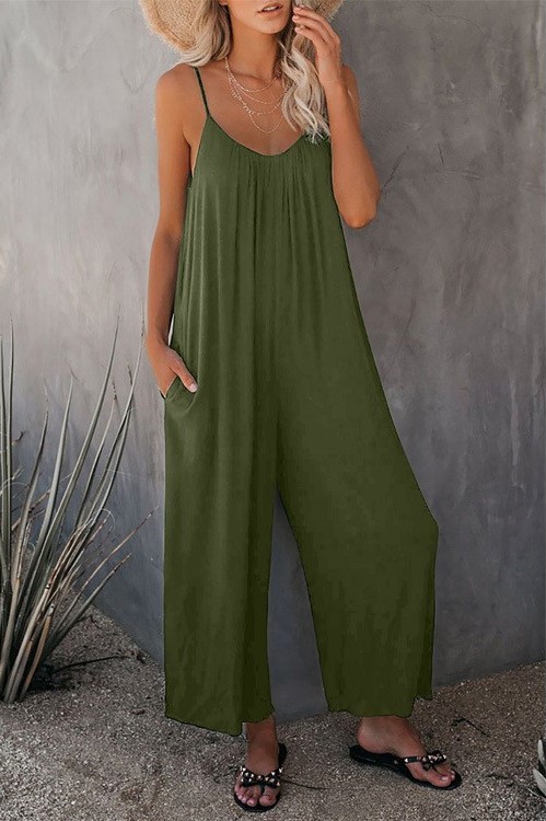 Amazon europeo y americano Correa mono mujer 2022 verano nuevo comercio exterior transfronterizo color sólido bolsillo casual mono image 10