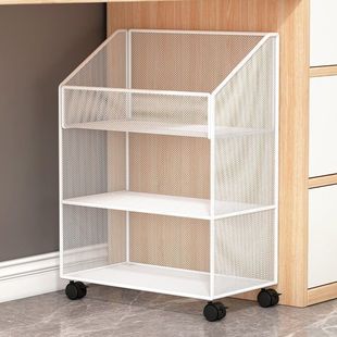 Small Bookshelf under the Desk, Mobile Floor-Standing Table Cart Storage Rack, Book Storage Cabinet, Bedroom Bookcase