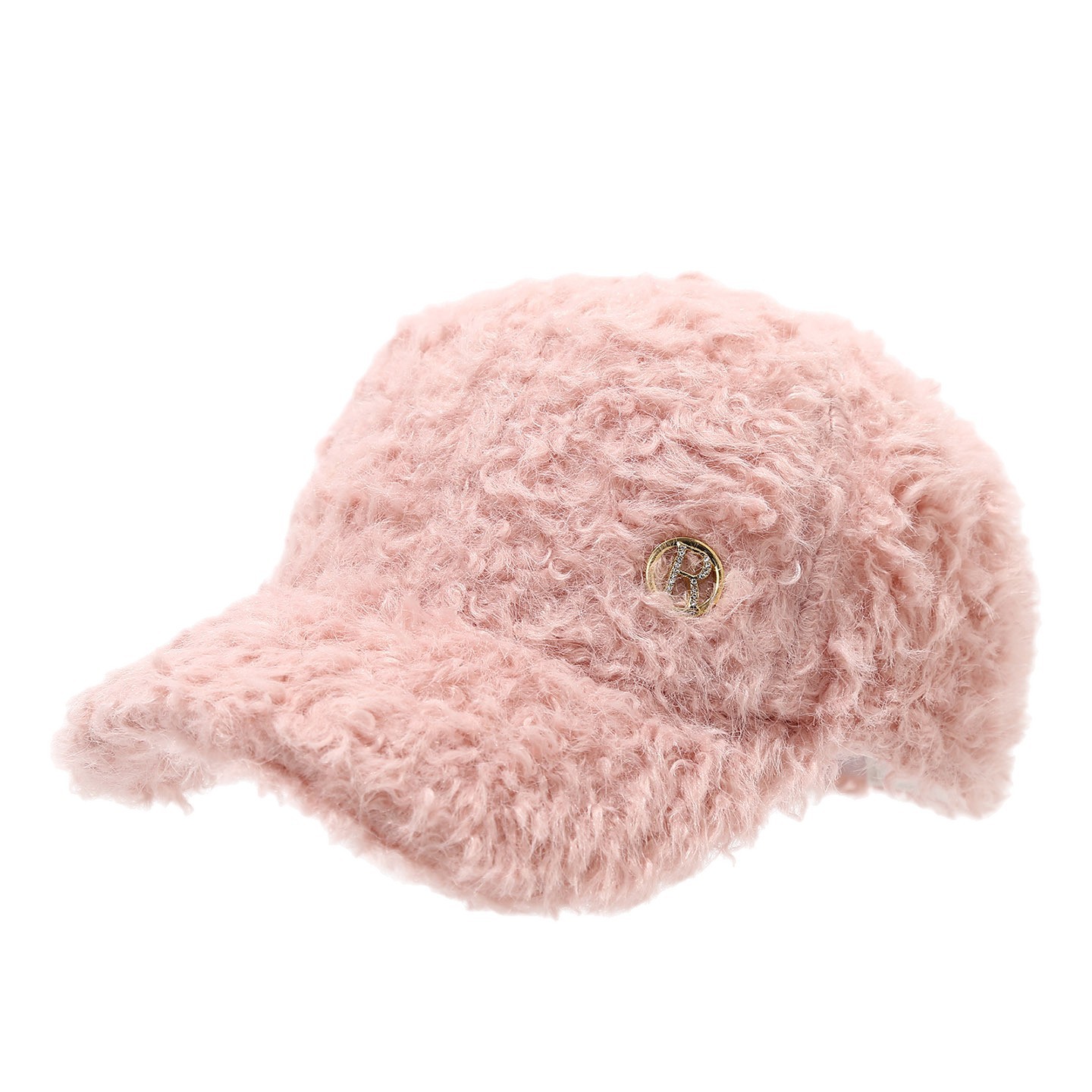 Commerce electrónico transfronterizo nueva letra R engrosada gorra de lengua de lana para mostrar la cara pequeña gorra de béisbol casual de compras de invierno al aire libre