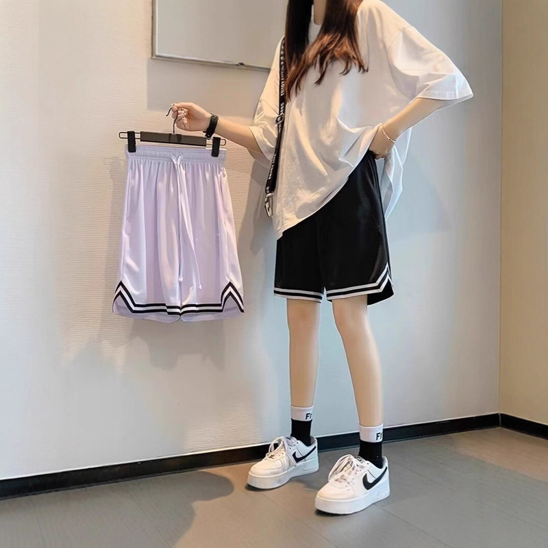 2025 Mesh Shorts Youth Striped Pants Women's Men's Couple Matching Basketball Sports Pants Thin Summer Cross-Border