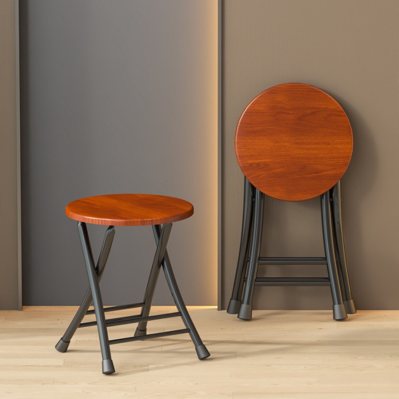 Silla plegable, taburete, silla para el hogar, mesa de comedor, taburete alto, taburete redondo pequeño, banco de respaldo con correa de caballo, simple y portátil