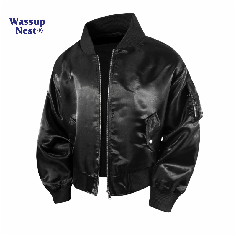 WASSUPNEST美式复古翻领夹克男2025新款春秋季宽松休闲百搭潮外套