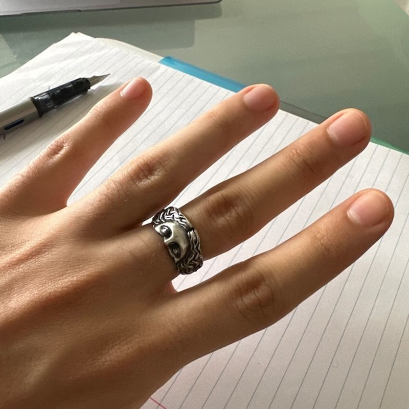 Vintage Venus Relief Ring In Thai Silver Adjustable Open Design_voghion.com
