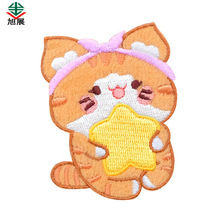 新款毛绒布贴可爱小猫咪自粘布贴衣服手机壳刺绣贴卡通补丁贴批发