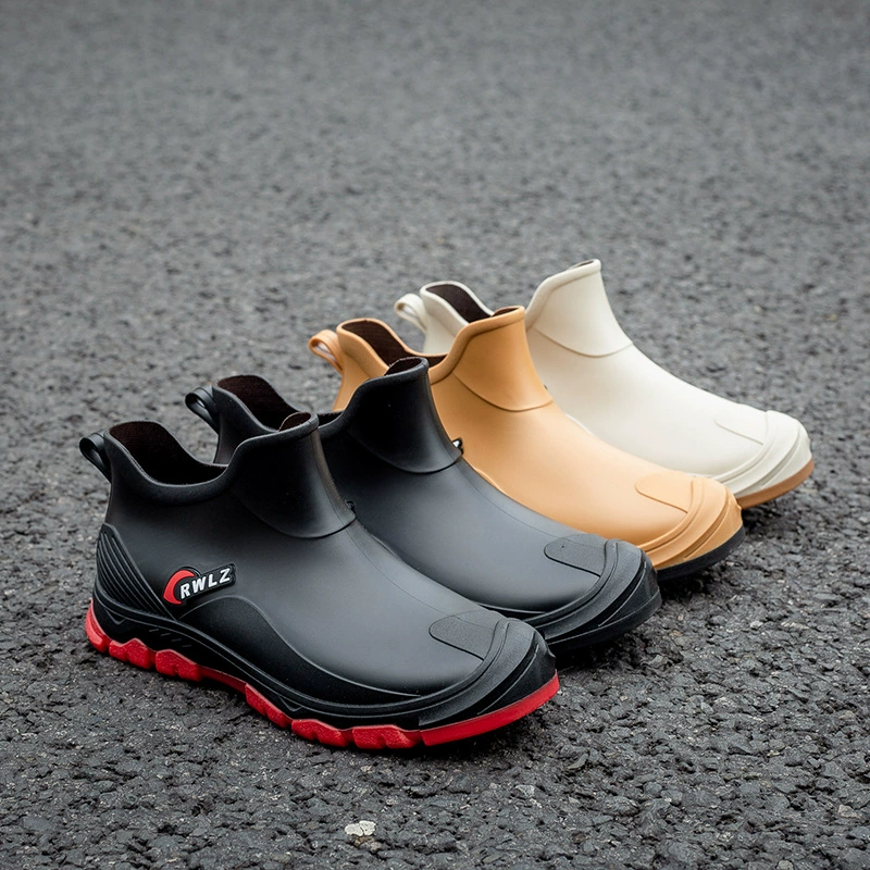 【Дропшиппинг】Мужские непромокаемые ботинки в корейском стиле, низкие нескользящие сапоги, водонепроницаемая обувь для всех сезонов, экспорт, трансграничная торговля, нескользящие и износостойкие.