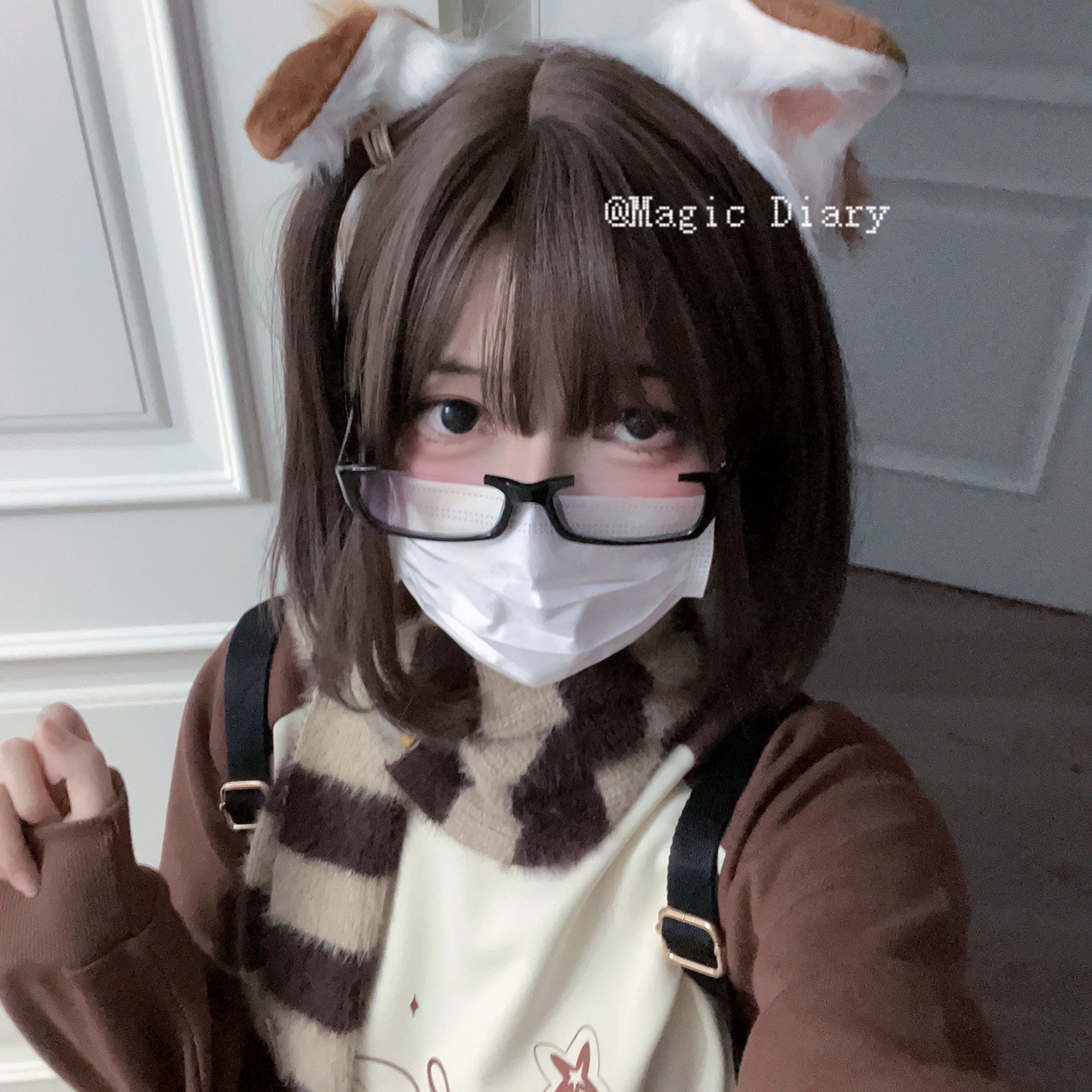 Magic Diary- Akita Inu Animal Ears Artificial Plush Headdress Cosplay Props Dress up Dog Ear Headband