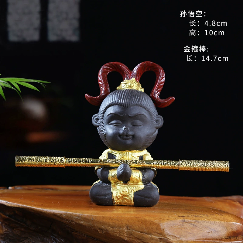 Qitian Dasheng Sun Wukong's ornament fish tank landscaping purple sand tea pets aquatic rockery bonsai car tea pet