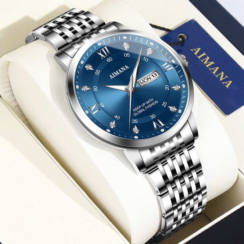 Silver shell blue surface steel belt