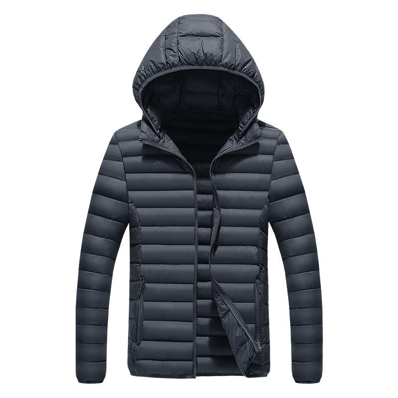 Chaqueta acolchada de algodón para hombre casual de invierno transfronterizo Chaqueta con capucha de color sólido Abrigo de algodón acolchado ligero para hombre Moda Venta directa de fábrica