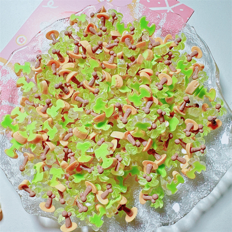 diy奶油透色椰树迷你想念头绳发饰材料贴片手作自制挂件树脂配件详情4