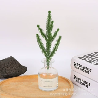 跨境专供立体PE工艺品松针仿真花圣诞松针枝花圈礼盒绿植装饰配件