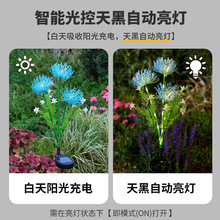 WOW定制灯串户外露营庭院草坪仿真花装饰防水地跨境太阳能氛插灯