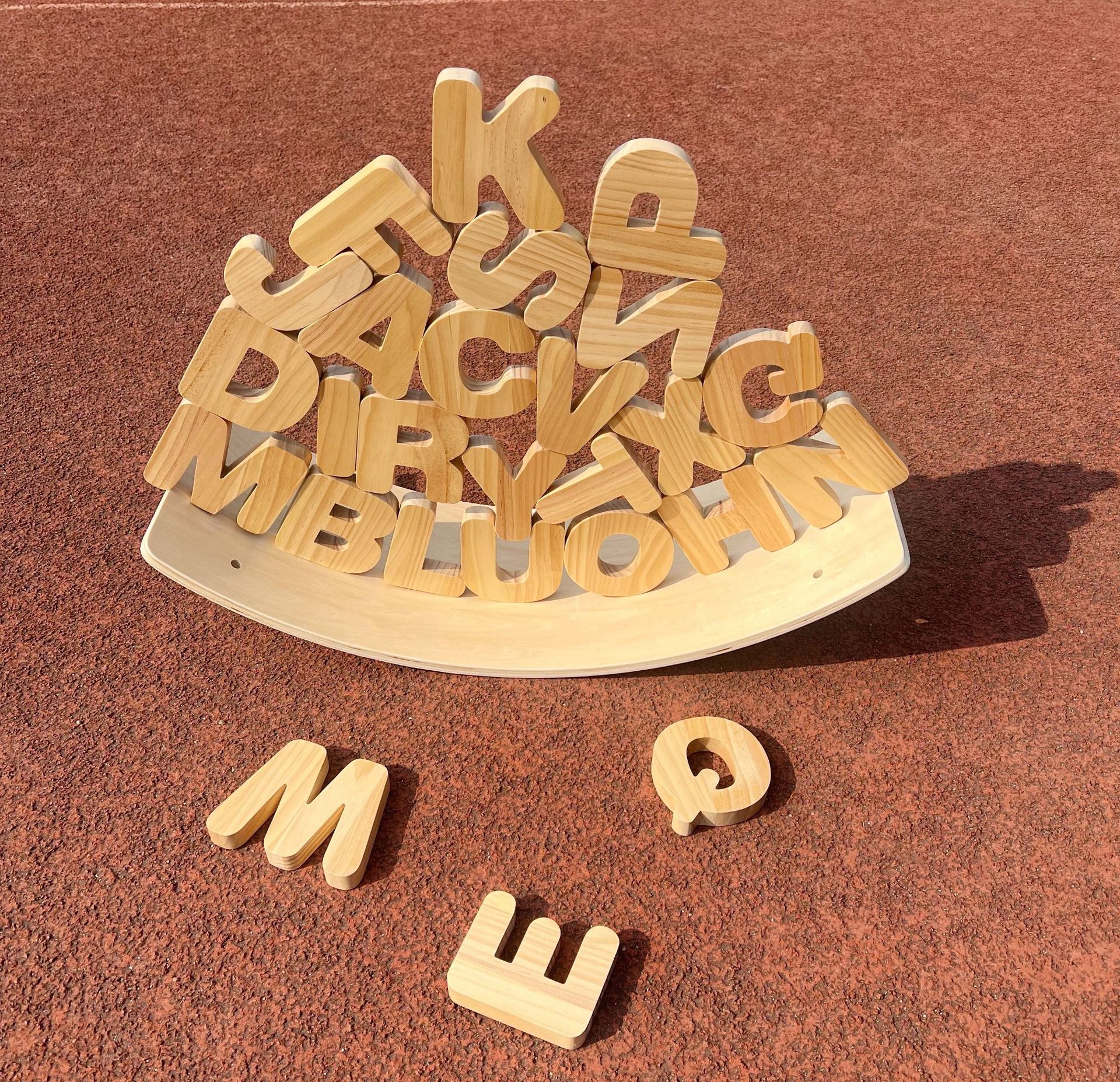 De madera para niños 26 letras en inglés palabras de ortografía jardín de infantes grandes bloques de construcción equilibrio apilamiento alto apilamiento juguetes educativos
