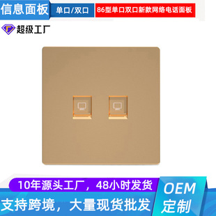 Directly Supplied Gold Single and Double Port Two-Position Socket Network Home Decoration Wall Switch Rj4586 Type Information Panel