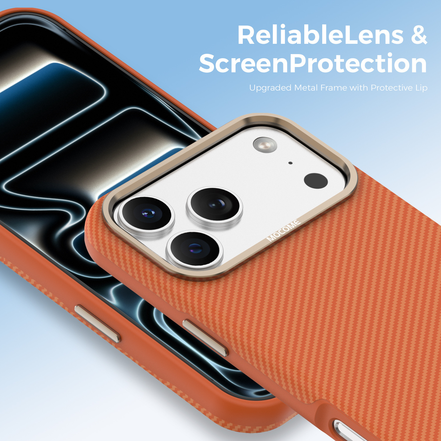 Ốp lưng iPhone chống sốc sợi Kevlar nam châm MagSafe vòng kim loại bảo vệ camera — Cam, Đen, Xám, Xanh đậm chi tiết 6