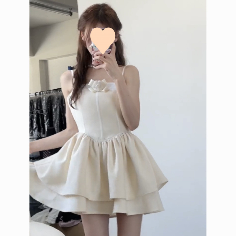小香風一字領外套吊帶蓬蓬連衣裙女神范小個子修身顯瘦兩件套裝潮
