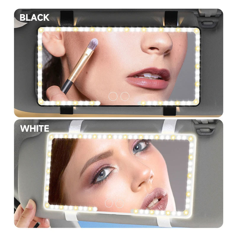 Cross-border Popular Car Sun Visor Mirror Three-color LED Makeup Mirror High-definition Ultra-thin Beauty Mirror Touch-up Three-speed Dimming