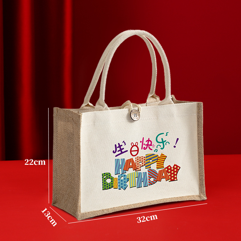 Nuevo bolso de lino estudiante caja de almuerzo ropa de protección del medio ambiente compras bolso ojo bolsa de lino bolso de lona