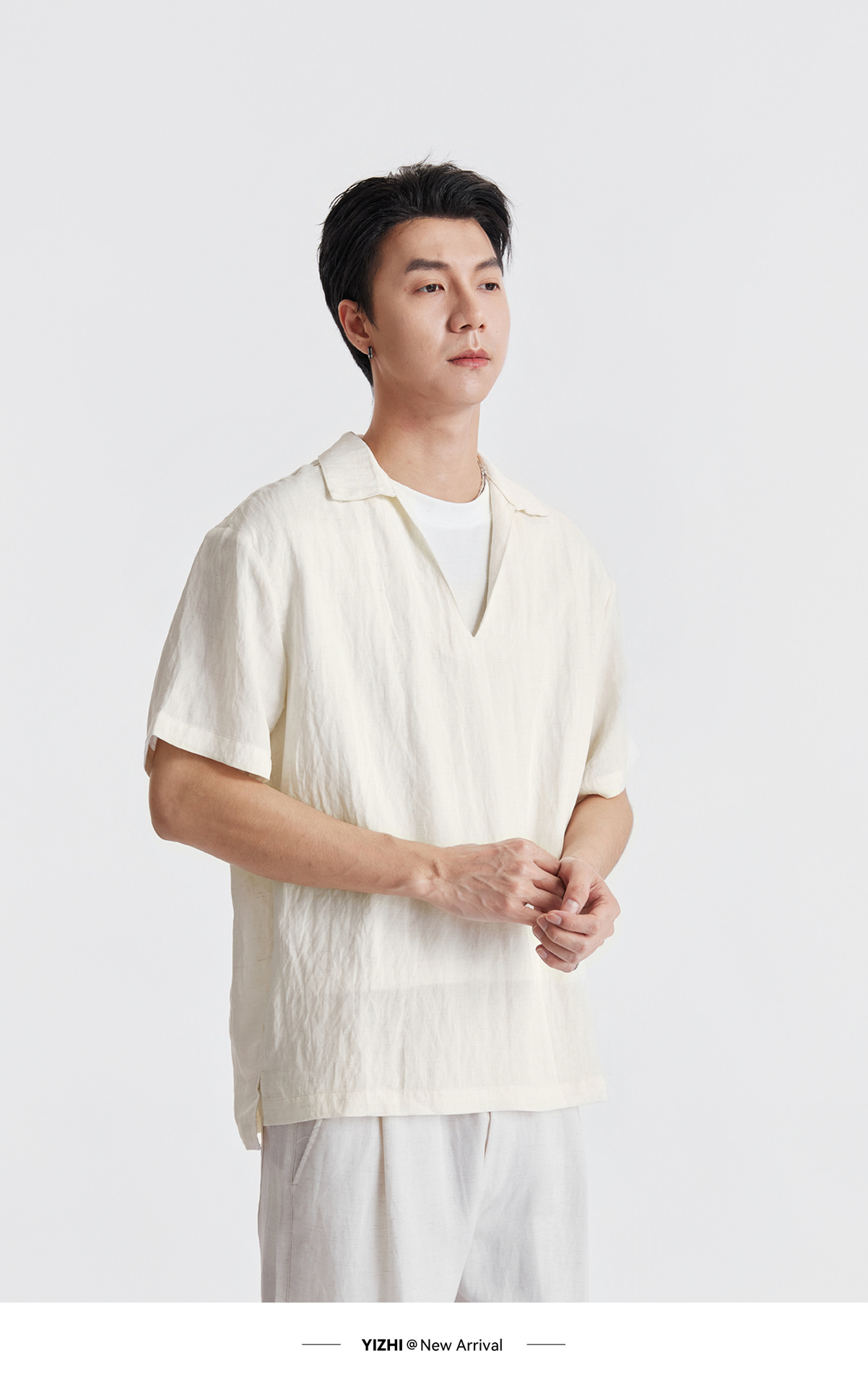 Áo sơ mi nam ngắn tay chất liệu Lyocell phối hai lớp cổ điển, phong cách old money — Xanh navy chi tiết 9