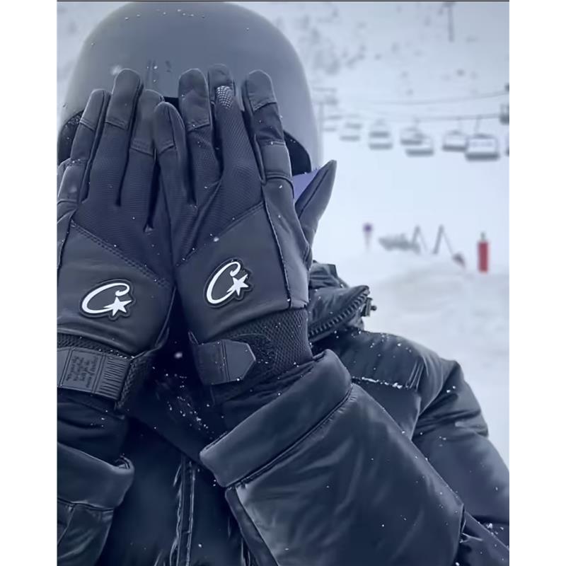 Guantes de Motociclismo de Cuero, Cálidos con Ajuste de Velcro para Motocicleta, Esquí y Carreras, Corteiz | Protección Térmica