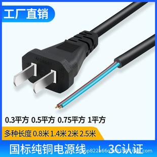 Pure copper GB two-plug electrician two-core power plug wire blower heater 0.75 square input extension cord