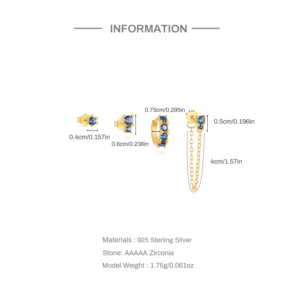 5g Weight 925 Sterling Silver Ear Needle Material Ear Studs Classification 4 Pieces Quantity Holiday, Travel, Daily Occasion 925 Sterling Silver Material Geometric Pattern Women's Gender Plating Design Simple Style Style 4 Pieces 925 Sterling Silver Geometric Ear Studs 2