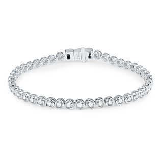 Japanese and Korean Style 18K Gold Tennis Chain Set with Cultured Diamonds 3mm Bracelet Bezel Set with Round Diamonds K Gold Bracelet Ins