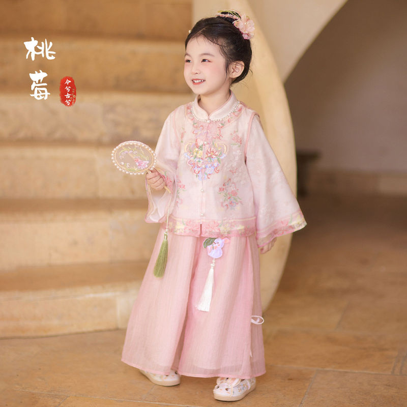 New Style Girls' Hanfu Set, Long-Sleeved for Spring and Summer 2026, New Chinese-Style Spring Outfit for Children, Super Fairy-Like National Style Spring and Autumn Tang Suit New Style Girls' Hanfu Set, Long-Sleeved for Spring and Summer 2026, New Chinese-Style Spring Outfit for Children, Super Fairy-Like National Style Spring and Autumn Tang Suit