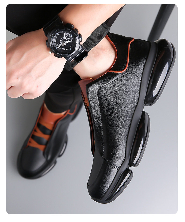 Giày sneaker nam da bò cổ thấp gót 3–5 cm đế cao su chống trượt thoáng khí — 1158 màu nâu, 1159 màu đen chi tiết 14