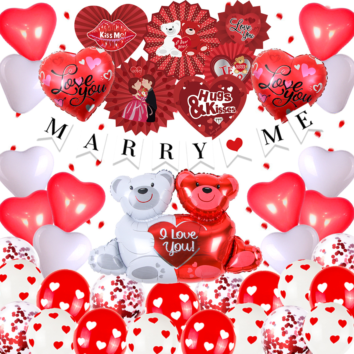 Día de San Valentín 18 pulgadas con un globo en forma de corazón, diseño de boda, partido transfronterizo, set de globo, suministros de boda