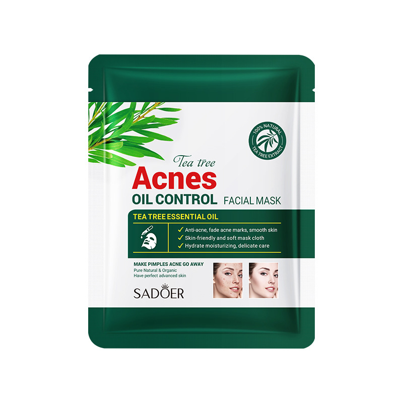 SADOER Tea Tree Oil Control Acne Litteken Studentenhuidverzorging Hydraterend Anti-Acne Sheet Masker_voghion.com