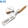 Hot Amazon stainless steel BBQ clip BBQ shovel Two-in-one Wooden handle steak bbq tools