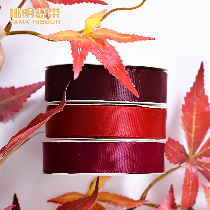 Cinta roja de Yao Ming para pasteles de boda, cinta decorativa hecha a mano con flores, cinta de satén para envolver regalos