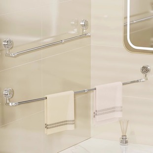 Perforated Telescopic Suction Cup Towel Rack Bath Towel Bathroom Rack Storage Rack Free Storage Bathroom Toilet Towel Bar