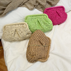 Niche design forest straw woven bag for women spring and summer 2023 new fashion beach bag crossbody woven clip bag