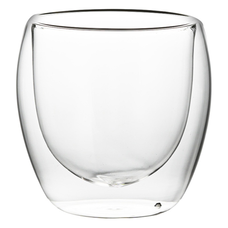 Oficina de doble capa de vidrio con mango aislado té de doble capa taza de café taza de vidrio transparente taza de leche